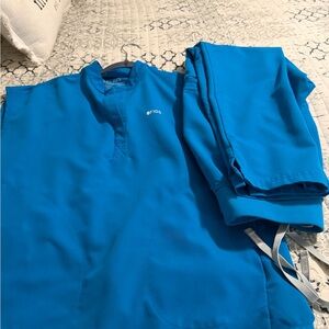 Figs Medical Scrub Top and Pants in Bright Blue